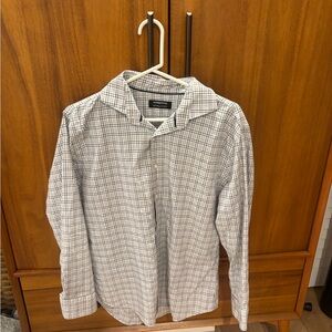 Nordstrom Men's Plaid Shirt - White and Blue